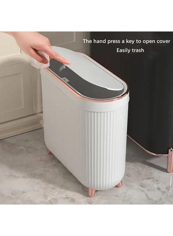 سلة نفايات ضيقة مغطاة باللون الأخضر مع غطاء 3.17 جالون، سلة حمام وغرفة نوم نحيفة - Image 1